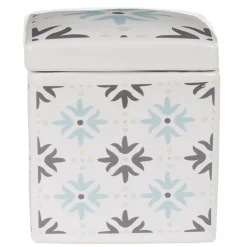 Nettoyage Et Entretien|Gifi Boîte poubelle à coton blanche motif carreau de ciment