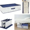 Rangement|Gifi Boîte rangement dessous de lit tissu terrazzo blanc bleu 70x40xH18cm