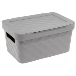 Entretien Du Linge|Gifi Boîte rangement en plastique gris design relief 4,5L