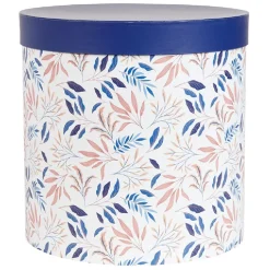 Entretien Du Linge|Gifi Boîte rangement ronde déco empilable motif fleuri bleu et blanc x3