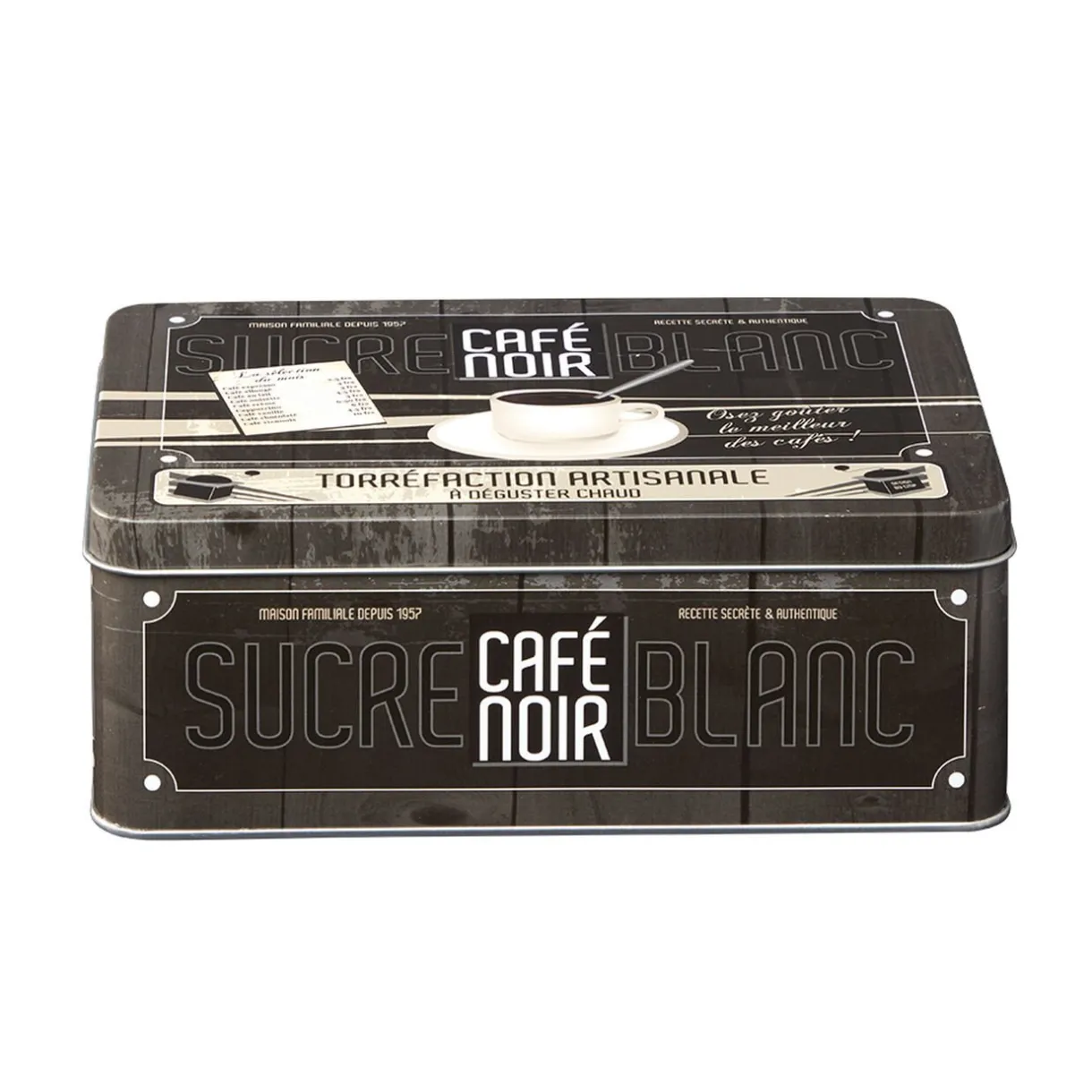 Boîte rectangulaire en métal design café noir^Gifi Discount