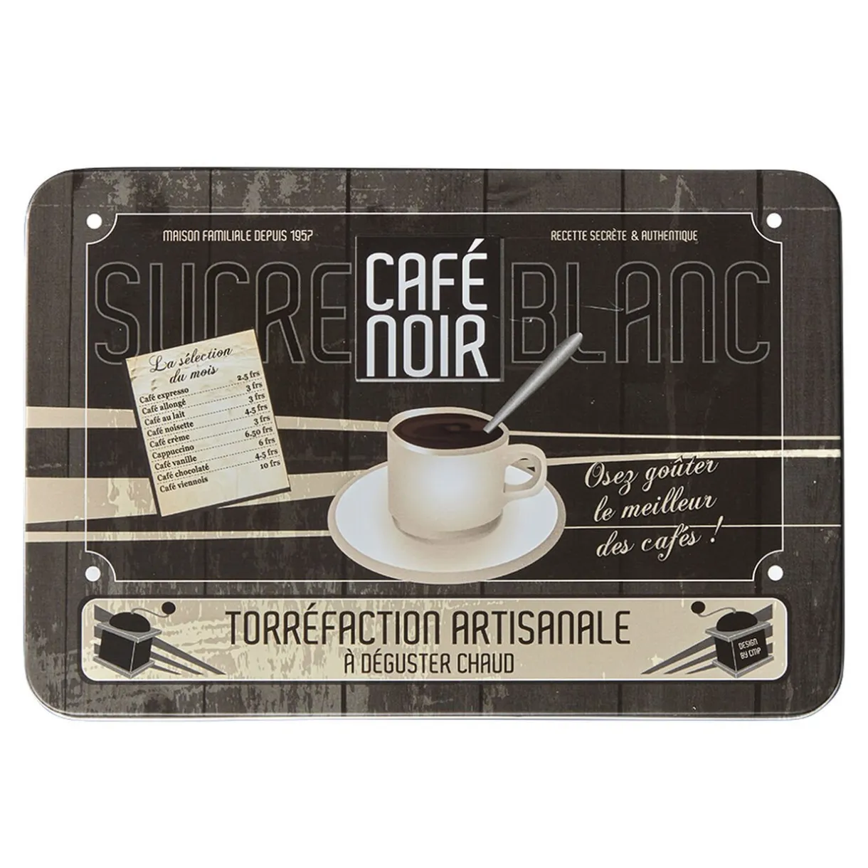 Boîte rectangulaire en métal design café noir^Gifi Discount