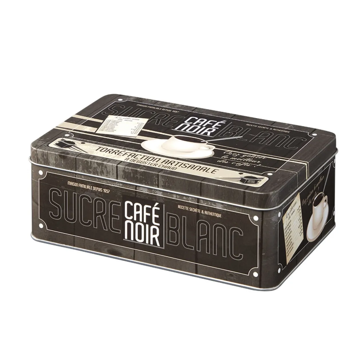 Boîte rectangulaire en métal design café noir^Gifi Discount