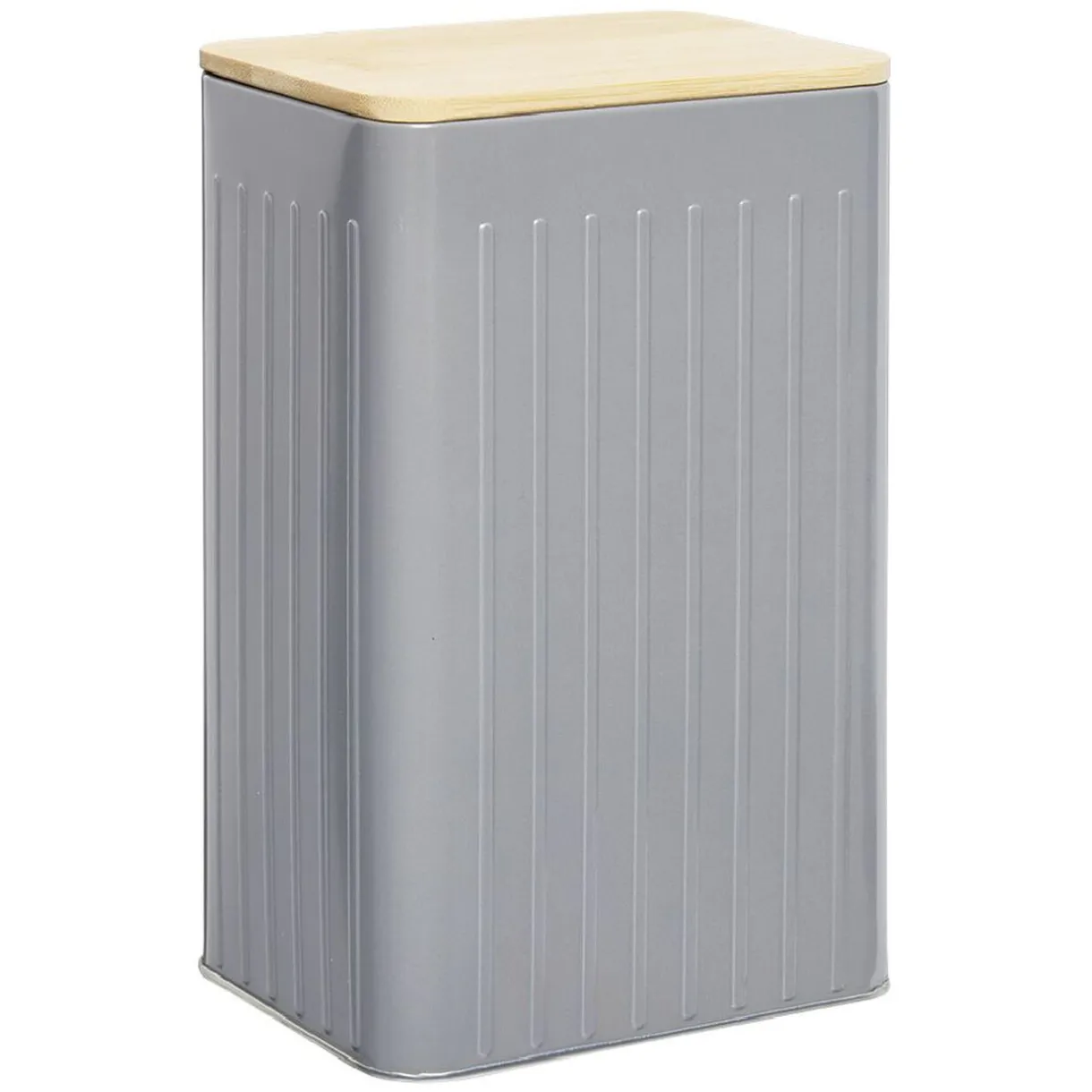 Boîte rectangulaire métal embossée couvercle bambou 12,8x10xH20,5cm^Gifi Clearance