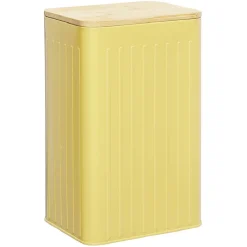 Boîte rectangulaire métal embossée couvercle bambou 12,8x10xH20,5cm^Gifi Clearance