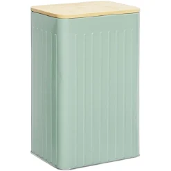 Boîte rectangulaire métal embossée couvercle bambou 12,8x10xH20,5cm^Gifi Clearance