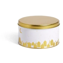 Boîte ronde en métal blanc et doré Ø13,5xH7cm^Gifi Discount