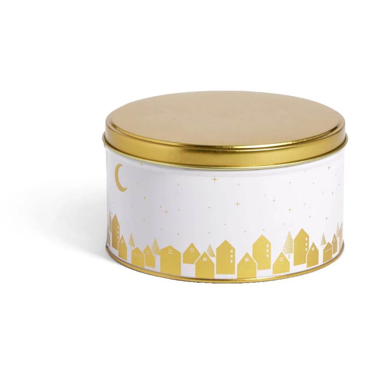 Boîte ronde en métal blanc et doré Ø13,5xH7cm^Gifi Discount