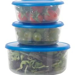 Boîte ronde micro onde couvercle bleu x3 plastique^Gifi Best