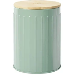 Boîte ronde métal embossée avec couvercle bambou Ø10xH13,5cm^Gifi Clearance