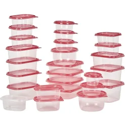 Boîtes alimentaire transparente avec couvercle bleu ou rouge x27^Gifi Online