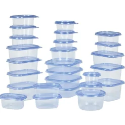 Boîtes alimentaire transparente avec couvercle bleu ou rouge x27^Gifi Online