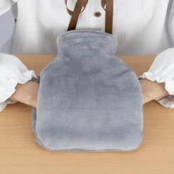 Online Gifi Bouillotte chauffe mains 780ml effet fourrure grise 16x25cm