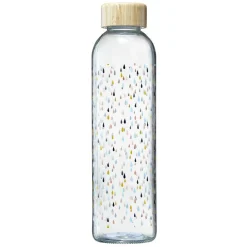 Bouteille en verre motif gouttes avec bouchon en bambou 730 ml^Gifi New