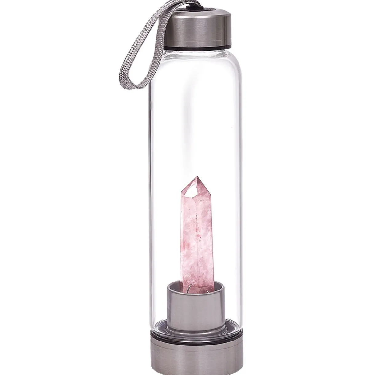 Sale Gifi Bouteille en verre quartz rose H.24 cm