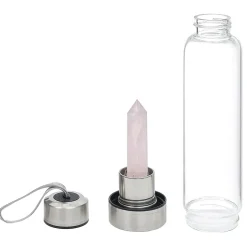 Sale Gifi Bouteille en verre quartz rose H.24 cm