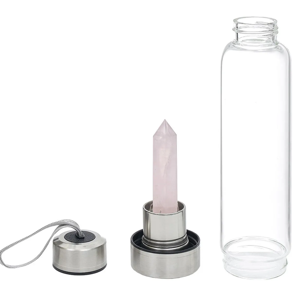 Sale Gifi Bouteille en verre quartz rose H.24 cm