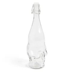 Bouteille Halloween 1L en verre forme tête de mort noire^Gifi