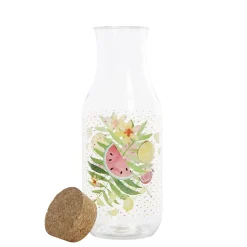 Bouteille transparente motif fruits exotiques bouchon liège^Gifi Outlet