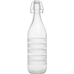 Bouteille verre rayure horizontale blanche bouchon mécanique 1L H30cm^Gifi Sale