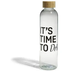 Bouteille verre transparent design noir avec bouchon bambou 730ml^Gifi Outlet