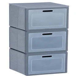 Rangement|Gifi Box Cube 3 casiers pliable gris avec portes 30x30xH90cm