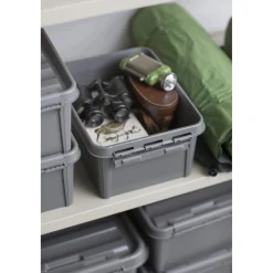 Rangement|Gifi Box de rangement à clip grise 45 L