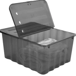 Rangement|Gifi Box de rangement à double ouverture noir fumé 48 L