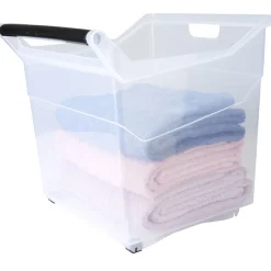 Rangement|Gifi Box de rangement à roulettes transparent 54 L