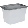 Rangement|Gifi Box de rangement A4 transparente couvercle gris poignées clips 18 L