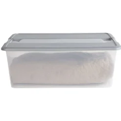 Rangement|Gifi Box de rangement A3 transparente couvercle gris poignées clips 35 L