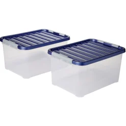 Rangement|Gifi Box de rangement avec fermeture clips 25L x2 - 44x31xH23cm