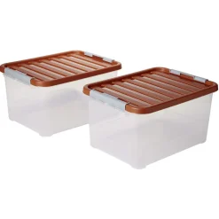 Rangement|Gifi Box de rangement avec fermeture clips 25L x2 - 44x31xH23cm