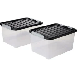 Rangement|Gifi Box de rangement avec fermeture clips 25L x2 - 44x31xH23cm