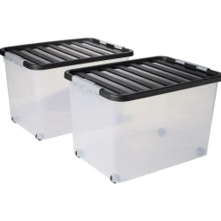 Rangement|Gifi Box de rangement avec fermeture clips 45L x2 - 52x36,5xH34cm