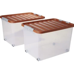 Rangement|Gifi Box de rangement avec fermeture clips 45L x2 - 52x36,5xH34cm