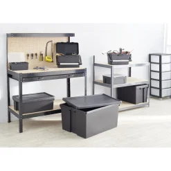 Rangement|Gifi Box de rangement brico avec couvercle haute résistance 62 L