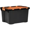 Rangement|Gifi Box de rangement brico noir avec couvercle orange à double ouverture 34L