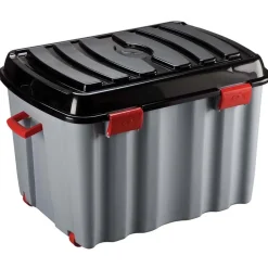 Rangement|Gifi Box de rangement brico sur roulettes fermeture clip 142 L