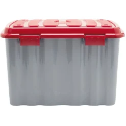 Rangement|Gifi Box de rangement bricolage 54 L gris et rouge x2