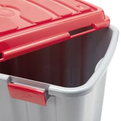 Rangement|Gifi Box de rangement bricolage 54 L gris et rouge x2