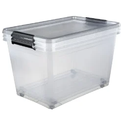 Rangement|Gifi Box de rangement couvercle clips transparent 60 L x3