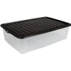 Rangement|Gifi Box de rangement dessous de lit transparent couvercle noir 27L