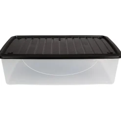 Rangement|Gifi Box de rangement dessous de lit transparent couvercle noir 27L