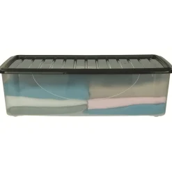 Rangement|Gifi Box de rangement dessous de lit transparent couvercle bleu 27L