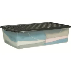 Rangement|Gifi Box de rangement dessous de lit transparent couvercle bleu 27L