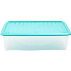 Rangement|Gifi Box de rangement dessous de lit transparent couvercle bleu 27L