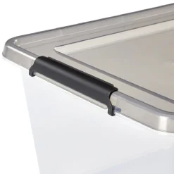 Rangement|Gifi Box de rangement en plastique 40L avec roulettes fermeture à clips x2