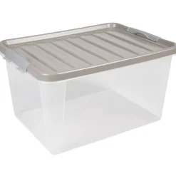 Entretien Du Linge|Gifi Box de rangement grise 31 L à clip