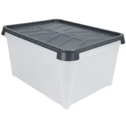 Entretien Du Linge|Gifi Box de rangement hermétique 33 L transparent et gris
